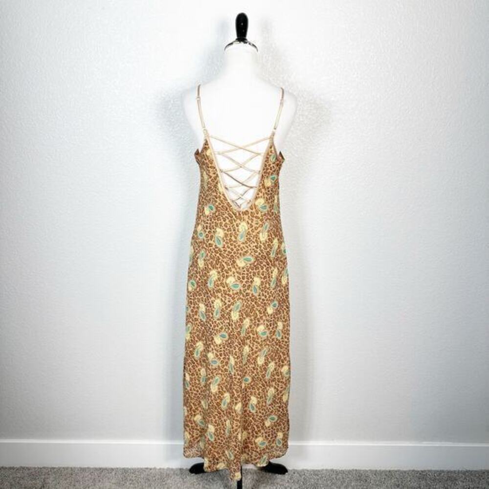 Y2K 90s Paisley Animal Print Festival Chiffon Chemise Slip Dress Size Small - Picture 9 of 15
